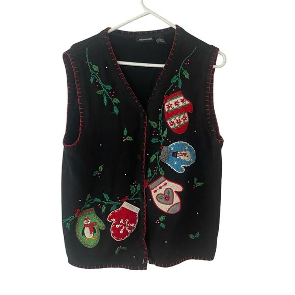 Jason Maxwell Vintage Sweater Women Large Sequin Birds Christmas Cardigan Vtg - Picture 1 of 6